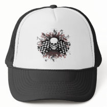 Skull-checkered flags-splat mesh hat