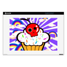 Skull Cherry Cupcake Rainbow Sky 15" Laptop Decal