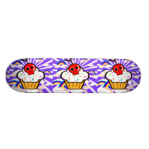 Skull Cherry Cupcake Rainbow Sky Skate Decks
