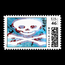 SKULL & CIRCLE SWIRLS BY PSYCHOKILLER138 postage
