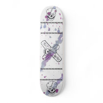Skull cracker skateboard deck,red  grey splatter