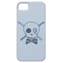 Skull & Crochet Hooks (Blue Background) iPhone 5 Cases
