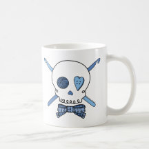 Skull & Crochet Hooks (Blue) Coffee Mugs