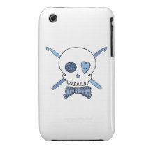 Skull & Crochet Hooks (Blue) iPhone 3 Case