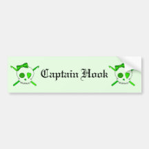 Skull & Crochet Hooks (Lime Green Background) Bumper Sticker