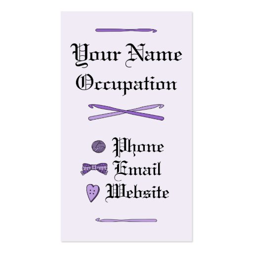 Skull & Crochet Hooks (Purple Background) Business Card Templates (back side)
