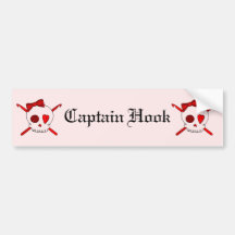 Skull & Crochet Hooks (Red Background) Bumper Sticker
