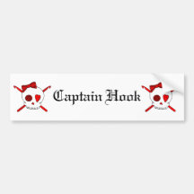 Skull & Crochet Hooks (Red) Bumper Stickers