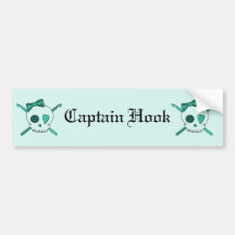 Skull & Crochet Hooks (Turquoise Background) Bumper Sticker