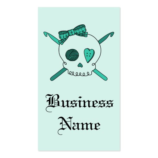 Skull & Crochet Hooks (Turquoise Background) Business Card Template