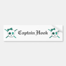 Skull & Crochet Hooks (Turquoise) Bumper Stickers