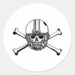 Skull & Cross Bones Football Player Round Stickers