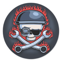 Skull & Cross Wrenches Round Stickers