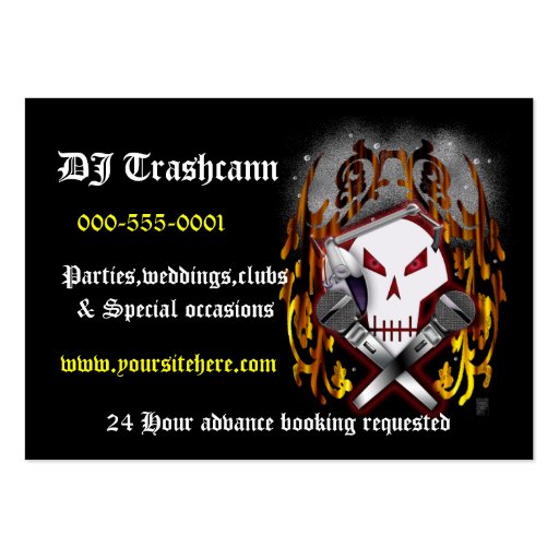 skull & crossbones DJ Business Card (front side)