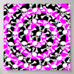 Skull & Crossbones Hypnotic Spirals (Black & Pink) posters
