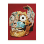 Skull decorated with a mosaic in turquoise postcard