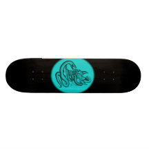 Skull - devil heads with queue custom skate board