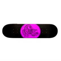 Skull - devil heads with queue skateboards