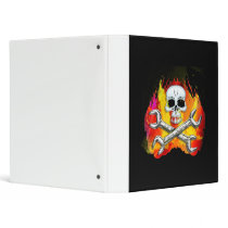 Skull Flames and Crossed Chrome Wrenches Vinyl Binders