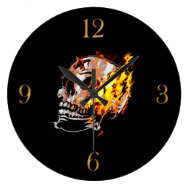 Skull &amp; Flames Gothic Fantasy Wall Clock