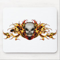 Skull Flames   Mousepad -  white back