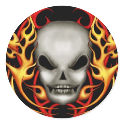 Skull Flames Stickers by MANolan
