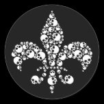 Skull Fleur De Lis Round Stickers
