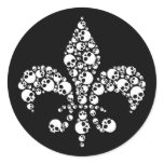 Skull Fleur De Lis Round Stickers