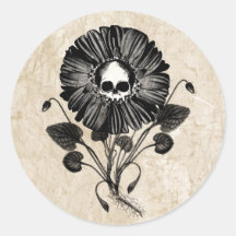 Skull Flower Round Sticker