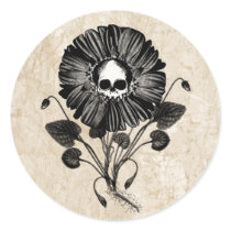 Skull Flower Round Sticker