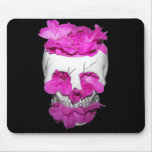 Skull Full of Pink Flowers Mousepads
