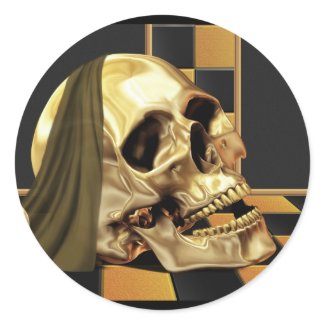 Skull Gold Checks Sticker sticker