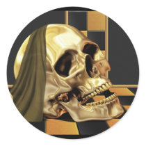 Skull Gold Checks Sticker by StickyStuff Skull Gold Checks Sticker