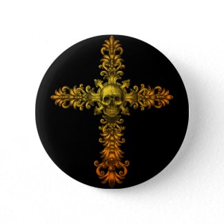 Skull Gold Cross button