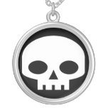 Skull Graphic Block Print Sterling Silver Necklace necklaces