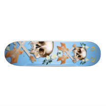 Skull-Guitar-White Rose Skateboard
