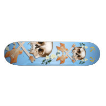Skull-Guitar-White Rose Skateboard
