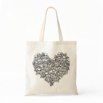 Skull Heart Canvas Bags