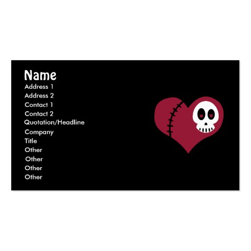 Skull Heart Business Cards (front side)
