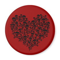 Skull Heart Refrigerator Magnet