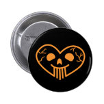 Skull Heart Orange Button