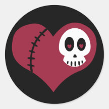 Skull Heart Round Sticker