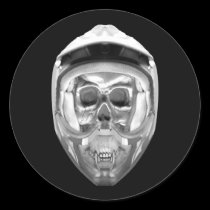 Skull Helmet on Black stickers