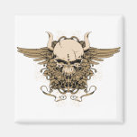 Skull ~ Horned Tattoo Skull Fantasy Art Refrigerator Magnet