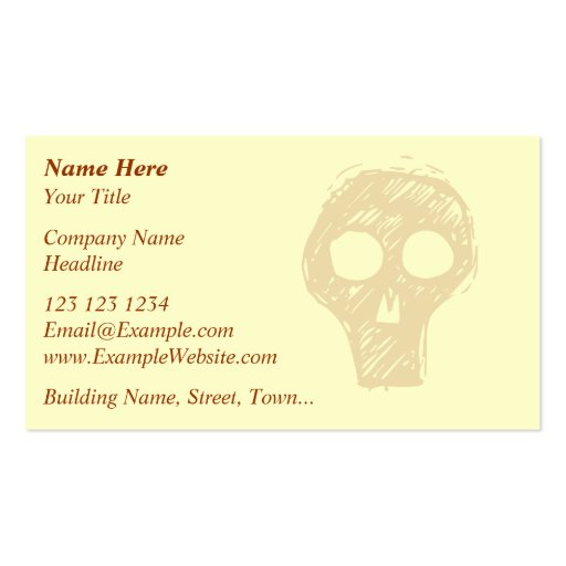 Skull illustration motif. business card template (front side)