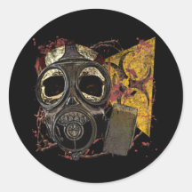 Skull in Respirator Round Sticker