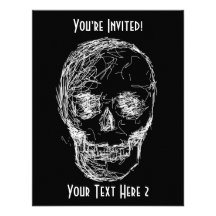 Skull, in White. Personalized Invite