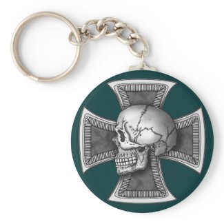 Skull iron-cross keychain