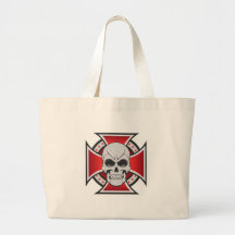 Skull & Iron Cross: Vector Drawing: Canvas Bags