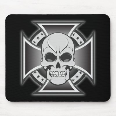 Skull Iron Cross Vector Drawing Mouse Pad by spiritswitchboard